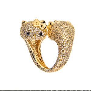 NOIR TWO FACED HELLO KITTY RING Size 7✨NEW 18k Gold plated $275